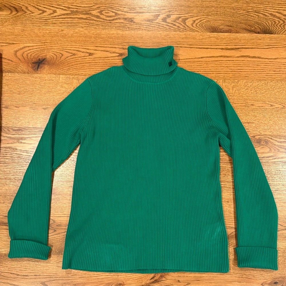 Ladies Ralph Lauren green turtleneck.  Almost new   Worn 1x. Size Large